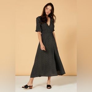 Whimsy + Row Lola Wrap Dress Black White Dotted Dress Size Medium